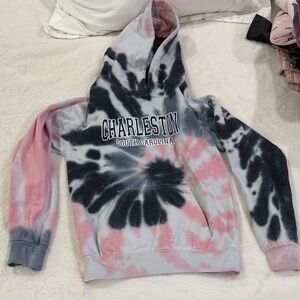 Charleston Tie-Dye Kids Hoodie - Pink and Black
